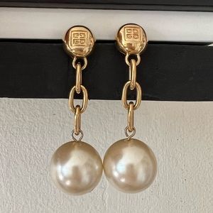 *Vintage* Givenchy Chain Link Pearl Drop Earrings